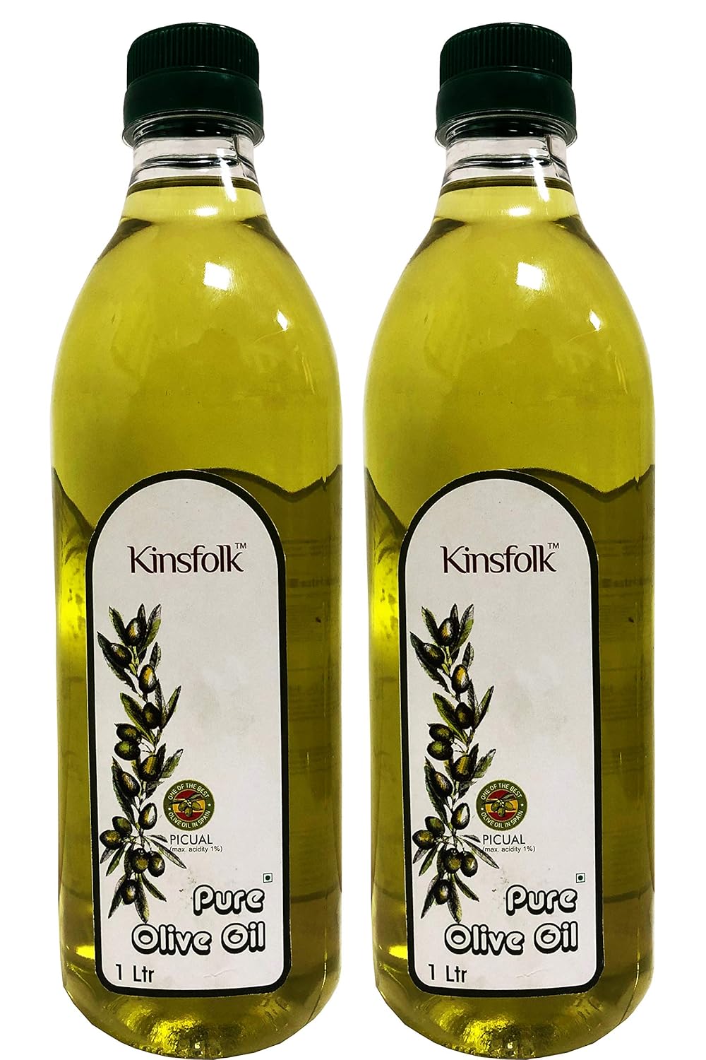 Kinsfolk Pure Olive Oil ((Imported Oil from Spain)) - 1 Ltr ((Pack Of 2))