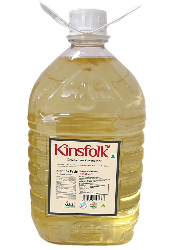 COLD PRESSED PURE COCONUT OIL- 5 LITRE CAN(PACK OF 2)