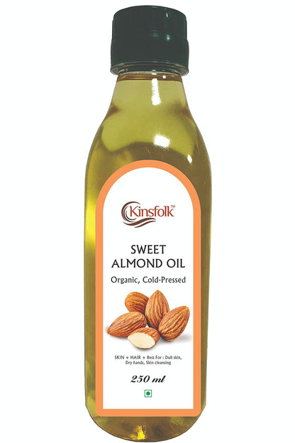 Kinsfolk Pure Cold Pressed Sweet Almond Oil for Hair and Skin - Badam Oil - 250ml  ((Pack Of 10))