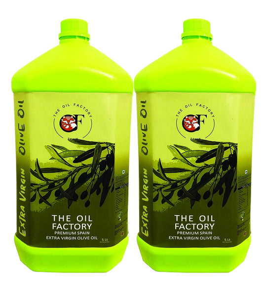 The Oil Factory Extra Virgin Olive Oil, First Cold Pressed,(Imported from Spain) - 5 LTR Pack of 2