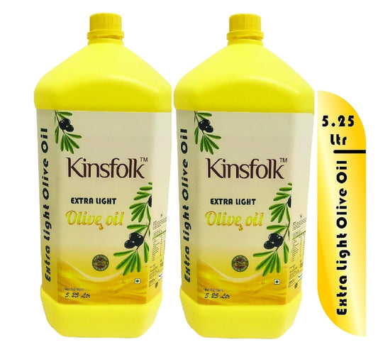Kinsfolk EXTRA LIGHT Olive Oil - 5 Ltr ((Pack Of 2)) with Get 500 ml FREE