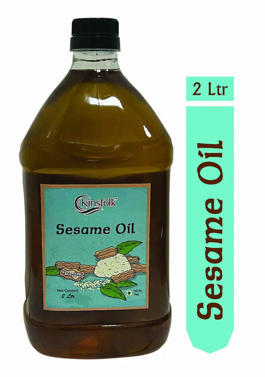 Kinsfolk Cold Pressed Gingelly/Sesame Oil ( Virgin, Chekku/Ghani) Sesame Oil Can - 2 Ltr
